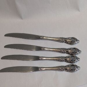 Ornate Stainless Modern Hollow Oneida Dinner Knives - Set of 4